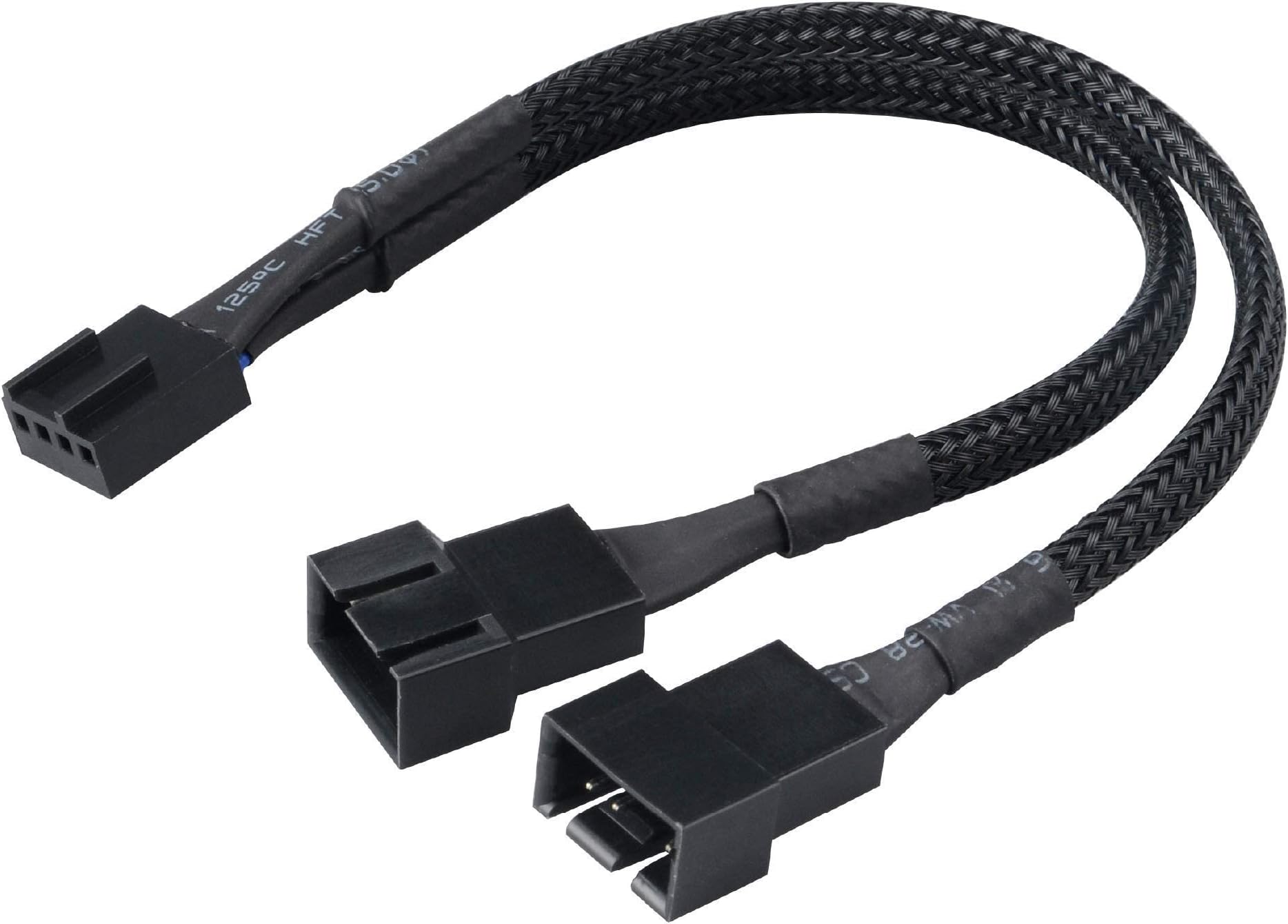 Akasa PWM Fan Splitter, 1 to 2 Ways 4-Pin PWM Fan, Speed Control PC Case Fan Splitter Extension Cable, Black Braided, 150mm 15cm, AK-CBFA04-15
