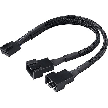 Akasa PWM Fan Splitter | 1 to 2 Ways 4-Pin PWM Fan | Speed Control PC Case Fan Splitter Extension Cable | Black Braided | 150mm 15cm | AK-CBFA04-15