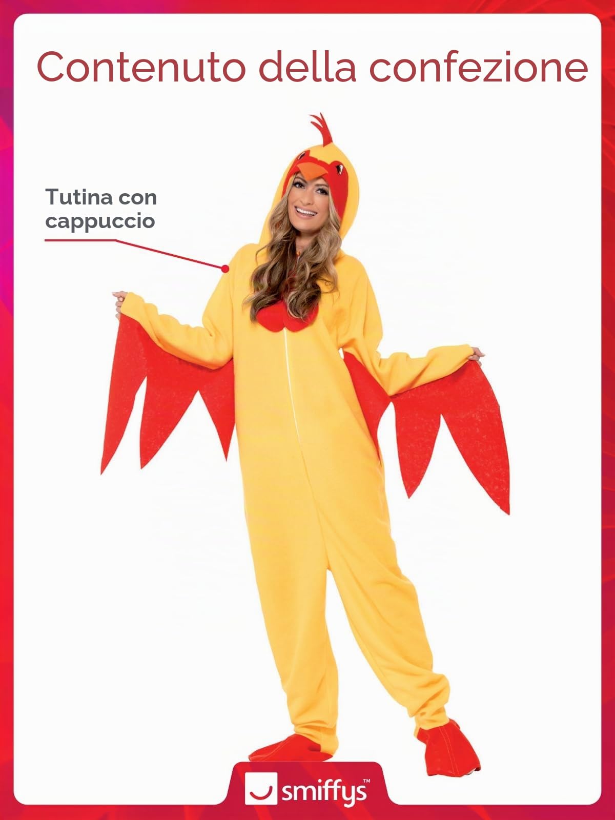 Smiffys BR27857S Costume Pollo, Unisex Adulto, Giallo
