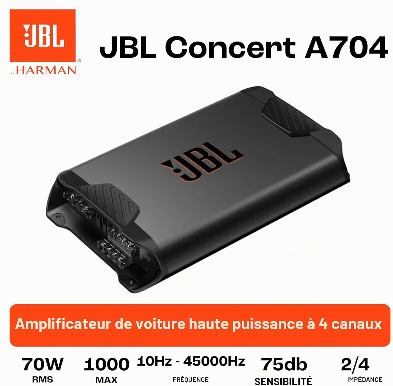 JBL Club A754 Amplificatore Auto 4 Canali Class H Compatto e Pontabile