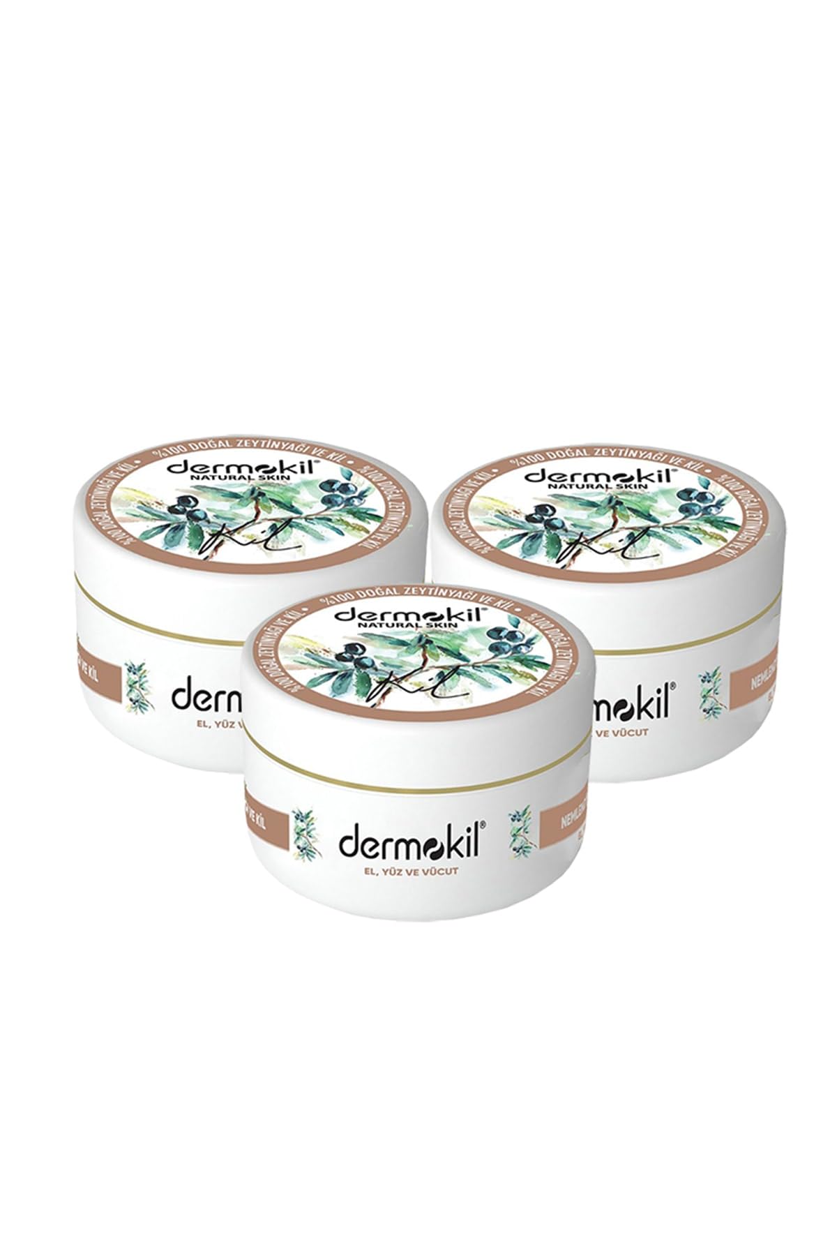 Dermokil Zeytinyağlı Yüz, Vücut ve Doğal El Kremi 300 ml x 3 Adet, KK-00000407-3