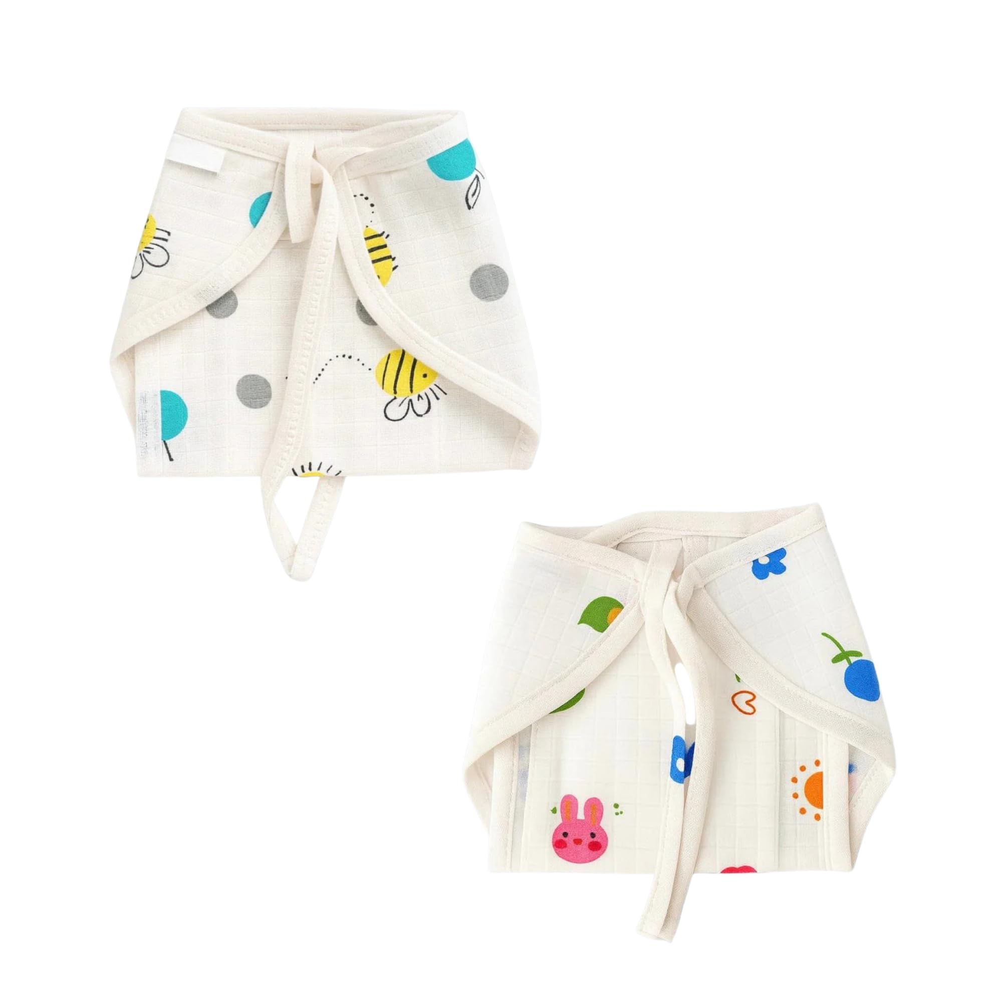 Nestooms Pure Cotton Newborn Baby Muslin Nappy/Langot/Diapers for Baby Boys & Girls, Cloth Nappies For Kids & Infants, White Printed Muslin Adjustable, Washable and Reusable Langot, Tie up Nappy, Gentle, extra Soft & Breathable (Pack of 2, Medium)-image-14