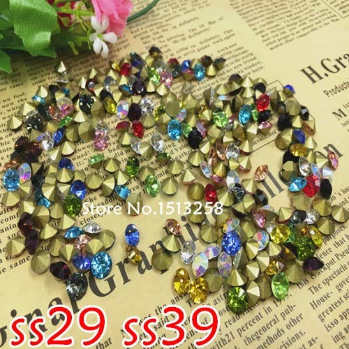 Calvas Mix Colors SS29 SS39 Glass Chatons Point Back Crystal Fancy Stones 39ss 29ss 45ss Mixed Colors - (Item Diameter: 39ss 84pcs)