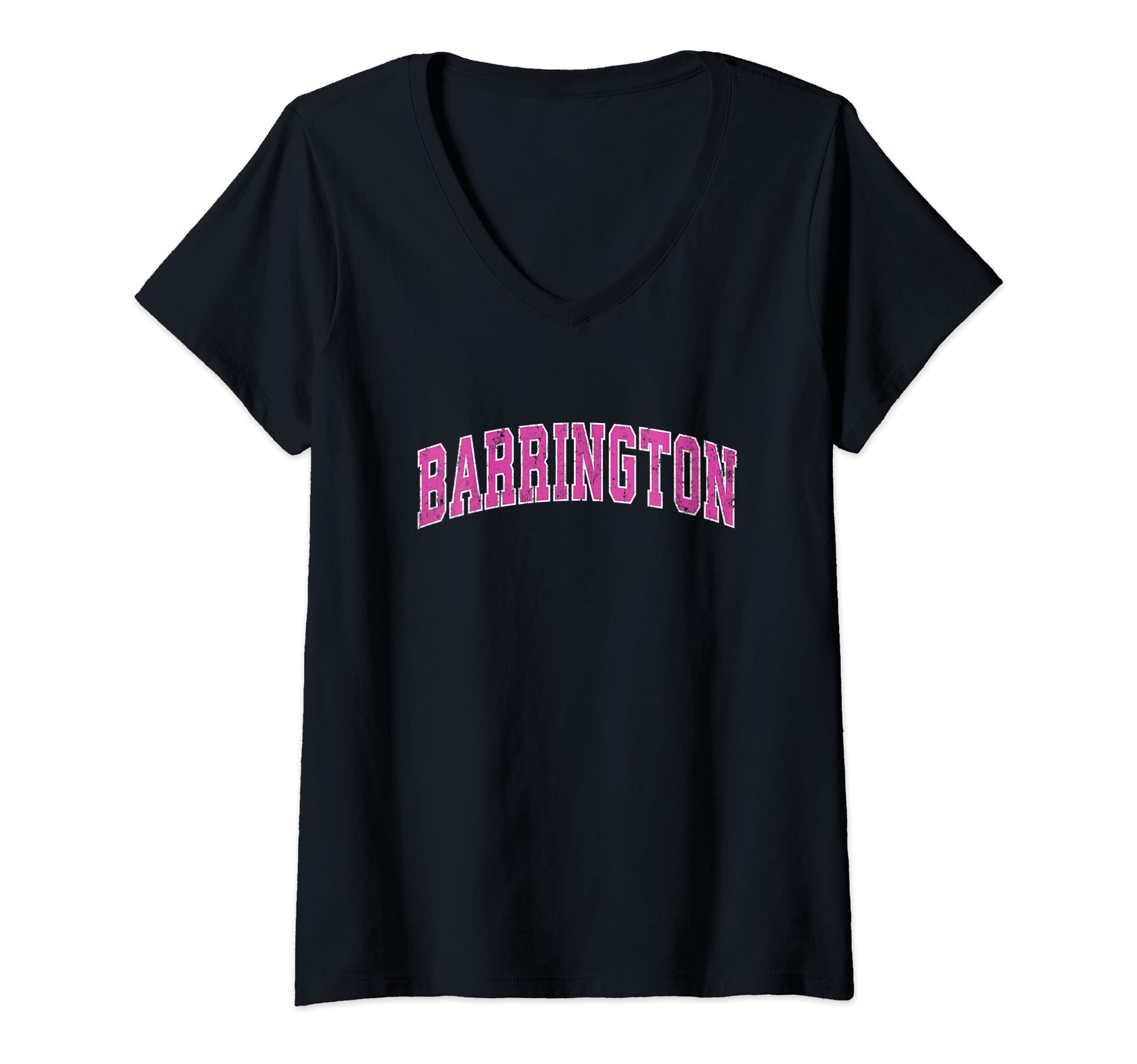 Womens Barrington Illinois IL Vintage Sports Design Pink Design V-Neck T-Shirt