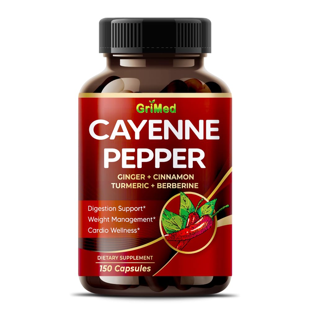 GriMed Cayenne Pepper Complex 7-in-1 with Ginger & Turmeric, 150 Capsules