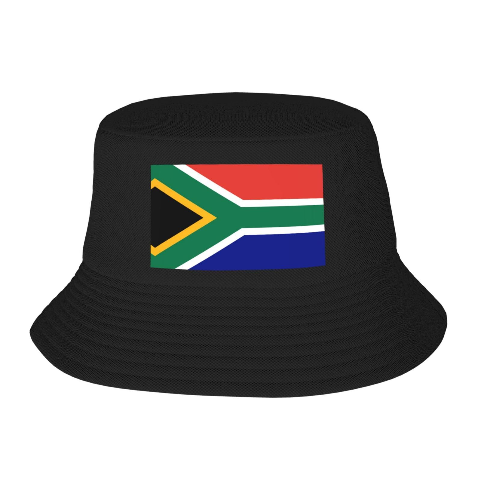 South African Flag Adult Bucket Hat - UV Protection, Suitable for Outdoor Fishing Hiking Beach Vacation Black