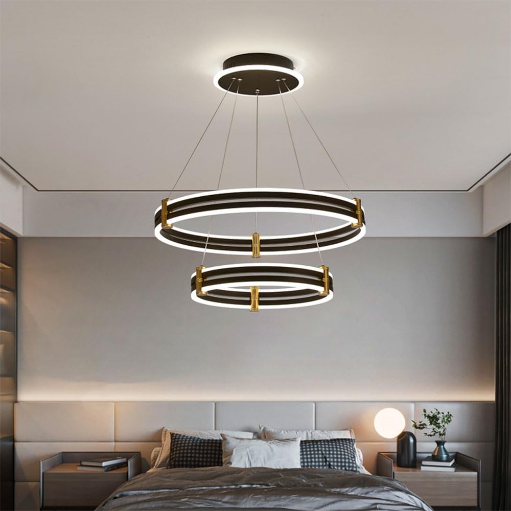 Suspension LED en fer forgé noir moderne et dimmable pour îlot de cuisine