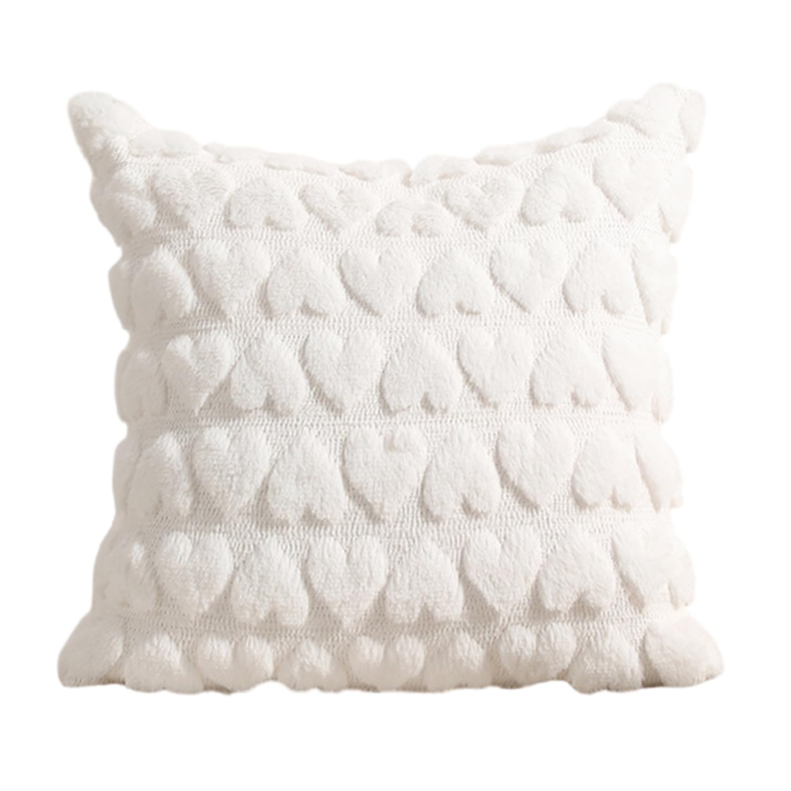 Tsophreniq Love Heart Accent Pillowcase with Florals Embroidery, Soft Snow Plushes Pillow Cushions for Romantics Home Throw Pillow Covers