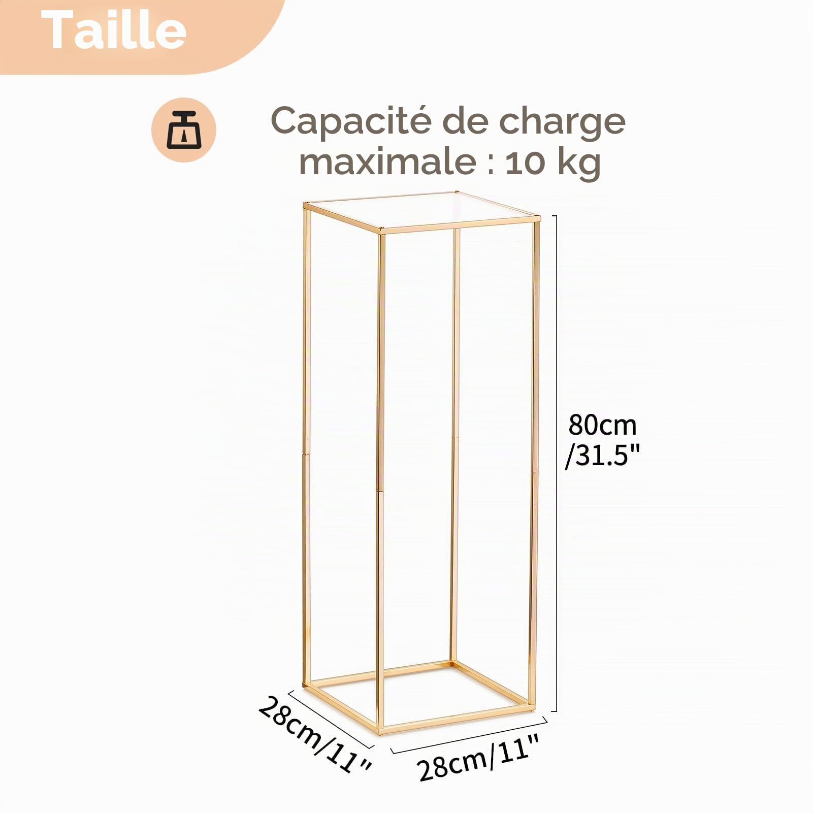 Nuptio 2 Pièces Vases Or pour Tables Centre Table Mariage, Support Fleur Colonne Vase Plancher Fleur Métal, Vase Géométrique 80cm Haut, Présentoir Fleurs Rectangulaire pour Mariage Fête Maison