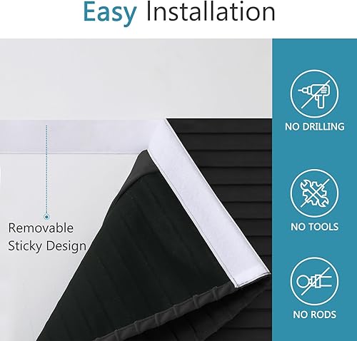 Miniatura 2 de Cortinas de ventana de puerta, cortinas autoadhesivas de privacidad para ventana, persianas de puerta francesa negras de 25 x 40 pulgadas para