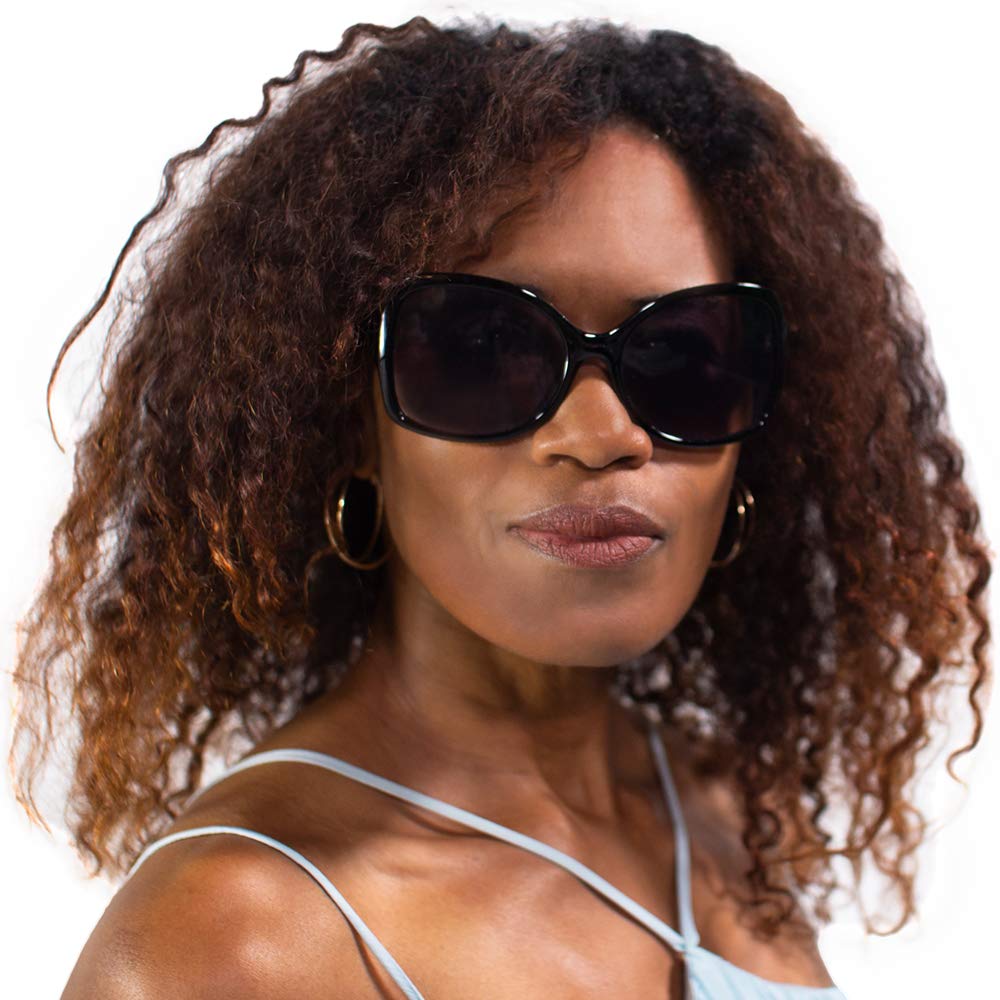 VITENZI Full Reader Sunglasses for Women, Oversized Reading Sunglasses with Built In Full Readers, Ferrara in Black 2.00