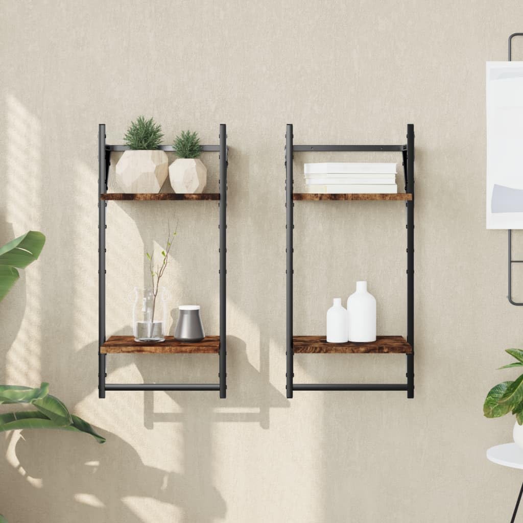 Étagères murales chêne fumé 30 cm meuble de rangement suspendu cuisine salon chambre bureau