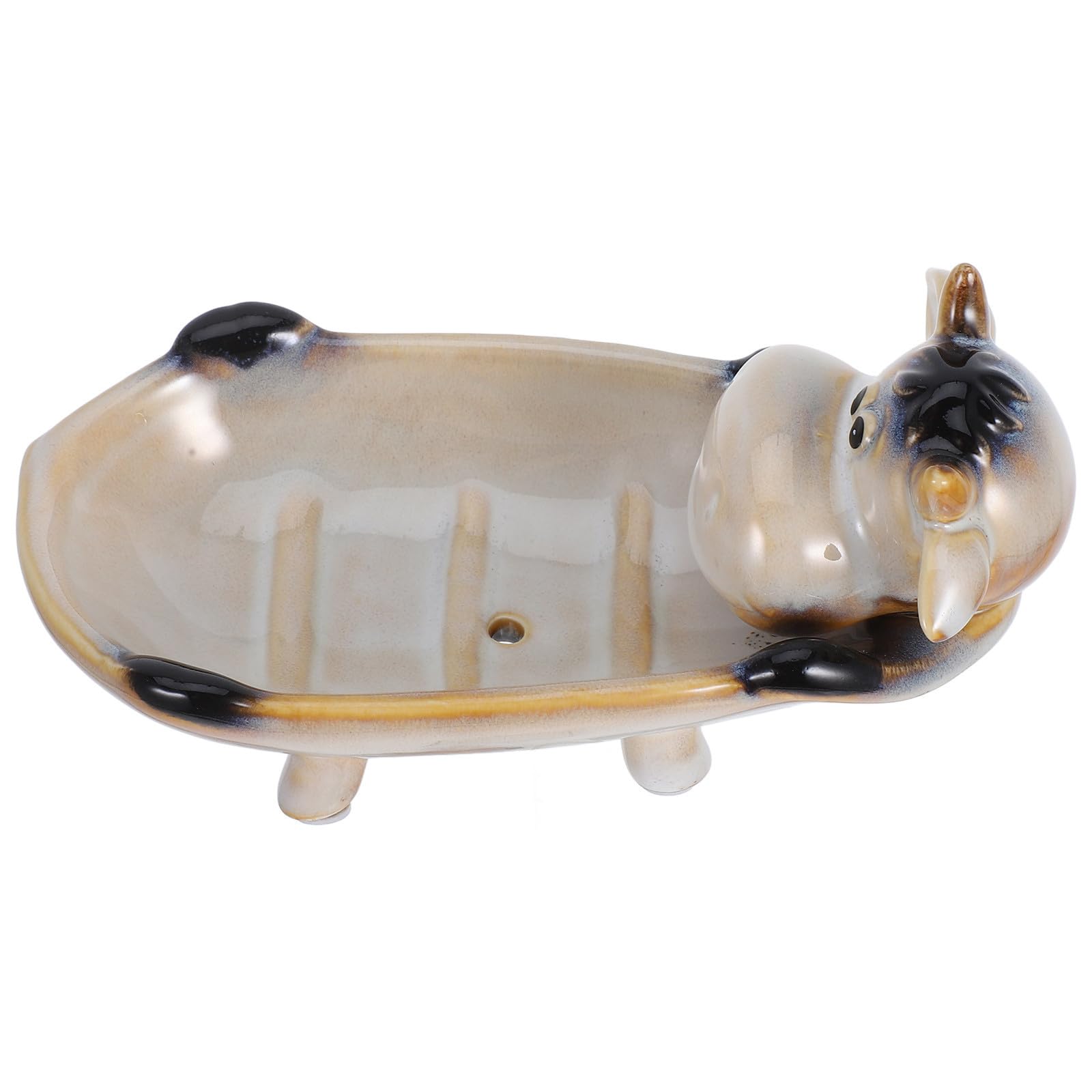 Porte-savonnette en céramique beige design artisanal mignon double couche