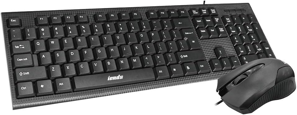 Iends Usb Wired Computer Slim Keyboard And Mouse Combo Set, Black