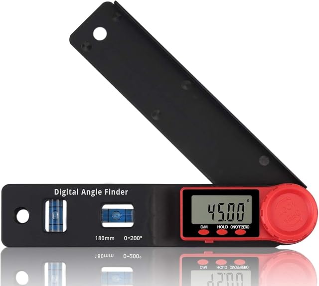 Digital Angle Finder,eSynic 0~200° Digital Protractor Spirit 180mm Level Angle Finder Gauge Meter with Professional Level Bubble and LCD Display for Construction Carpenter Craftsman Home etc