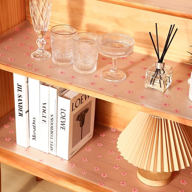 Miniatura 3 de Revestimiento de estante de flor de cerezo, forro no adhesivo para cajones y gabinetes, papel antideslizante e impermeable, forro floral decorativo
