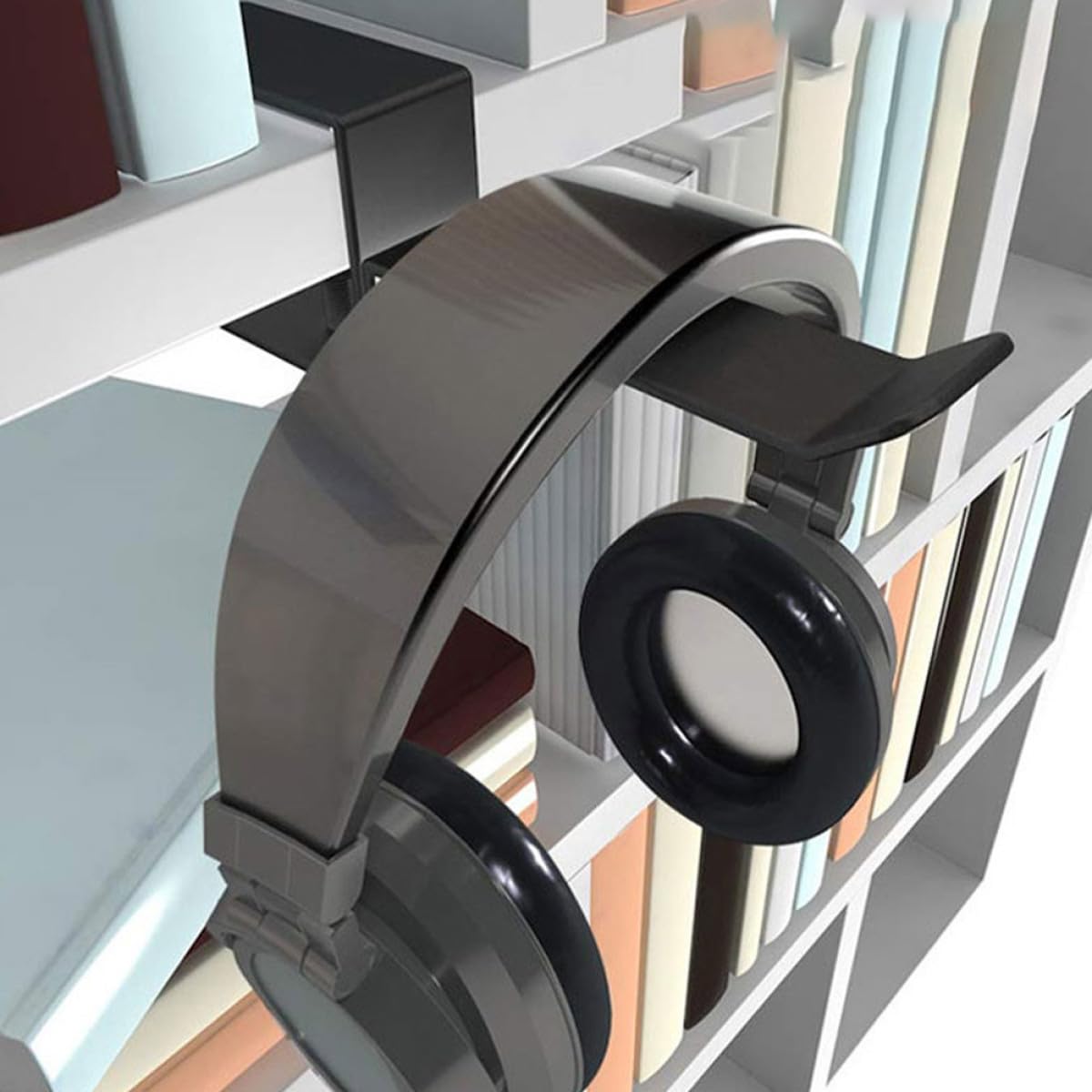 Supporto per Cuffie da Scrivania Metallo Nero Gancio Rotante per Headset e Borse Organizer Resistente e Multifunzione per Ufficio