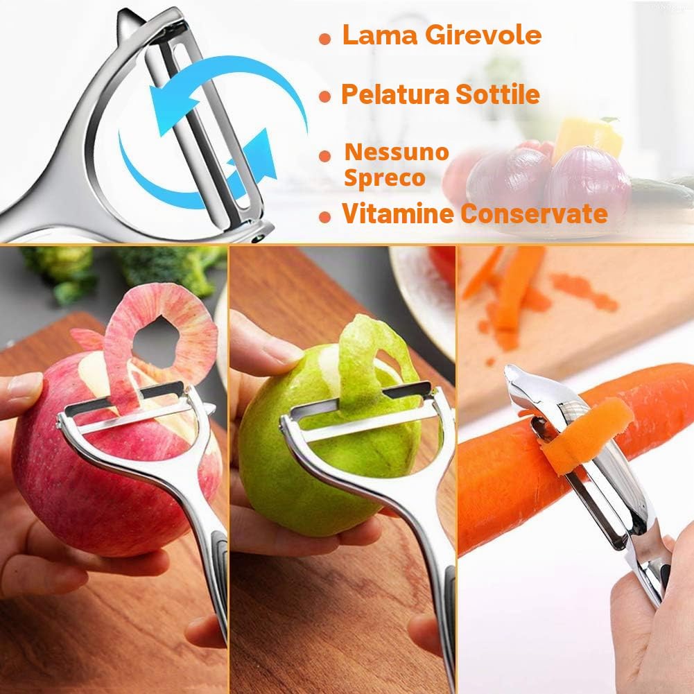 Pelapatate in Acciaio Inox a Forma di Y con Impugnatura Ergonomica e Lama Affilata