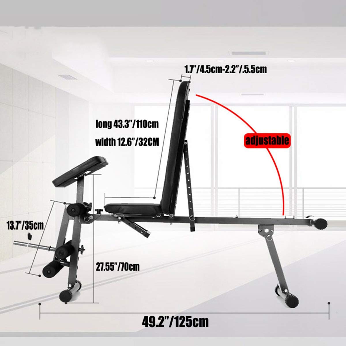 Amazon | 折りたたみ式90°シットアップウェイトベンチマルチ