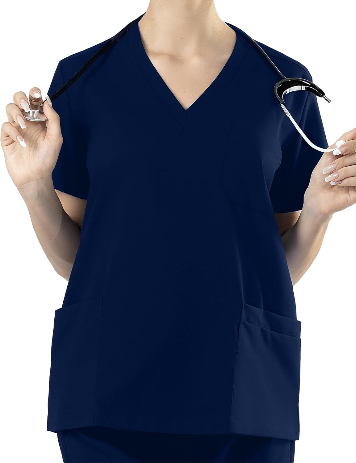 Scrub Tops For Women, Soft V-Neck Scrubs Top with 4 Pockets, 2-Way Stretch and Durable Fabric Medical Uniform Top - Image 7