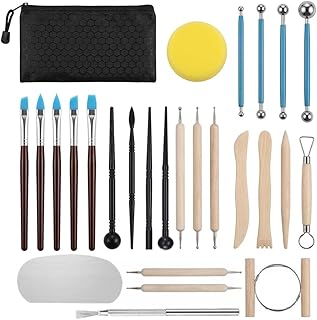 28 Stück Modelierwerkzeug Set, Polymer Clay Werkzeug Modelliermasse Werkzeug, Modellierwerkzeug für Modeliermasse Töpfern Werkzeug für Anfänger & Profis
