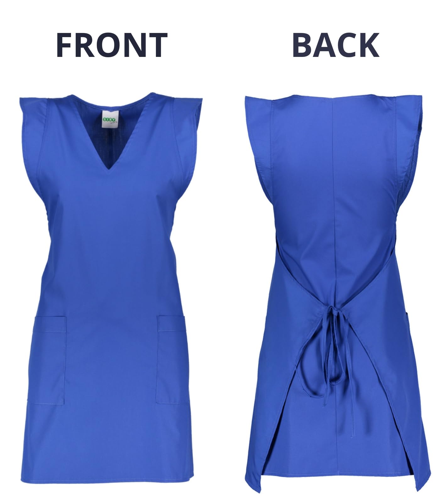 Siry Work Cubrevestido mujer cuello en V 2 bolsillos Art. Mariposa 35% algodón 65% poliéster Made in Italy, ideal para esteticistas, peluquerías, camareras, panaderías, mujeres limpieza, azul claro