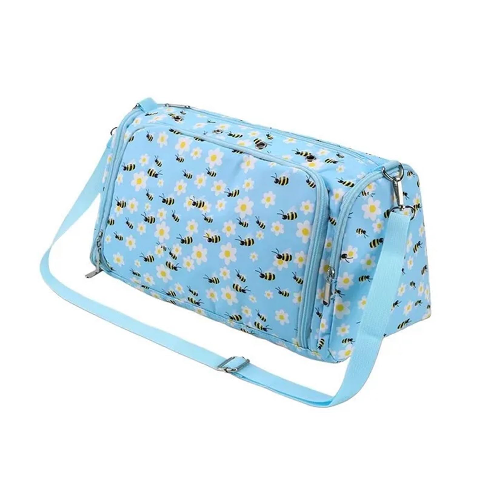 Bolsa organizadora de hilo tejer tela Oxford gran capacidad, bolsa viaje con múltiples bolsillos for accesorios ganchillo para Agujas, Hilo(SKY BLUE)