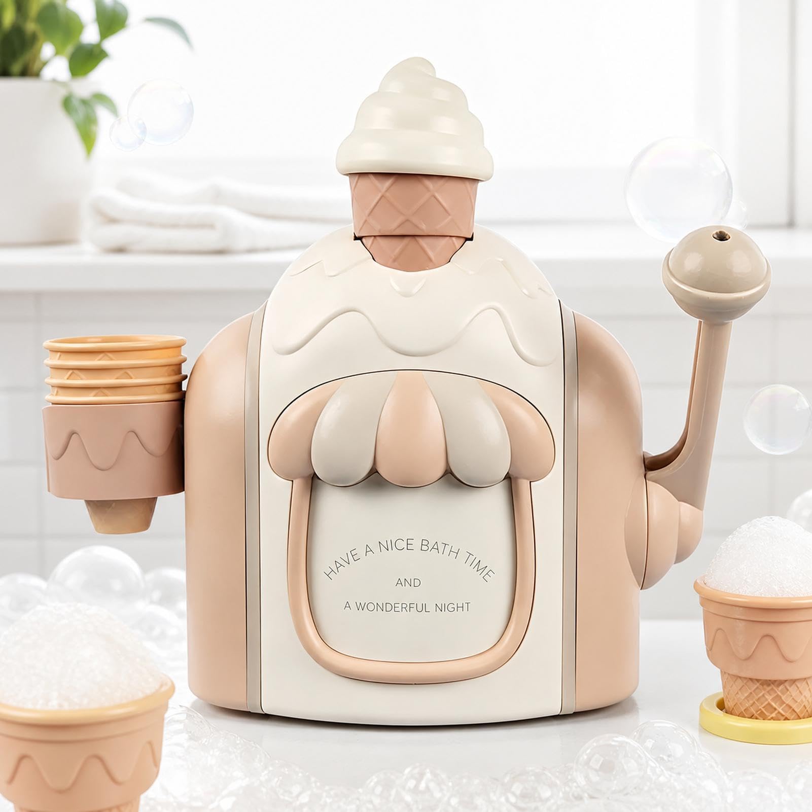 Bubble Ice Cream Machine Bath Toy Suitable For Boys And Girls Aged 3-6 To Use At Home In The Bathroom Shower And Park