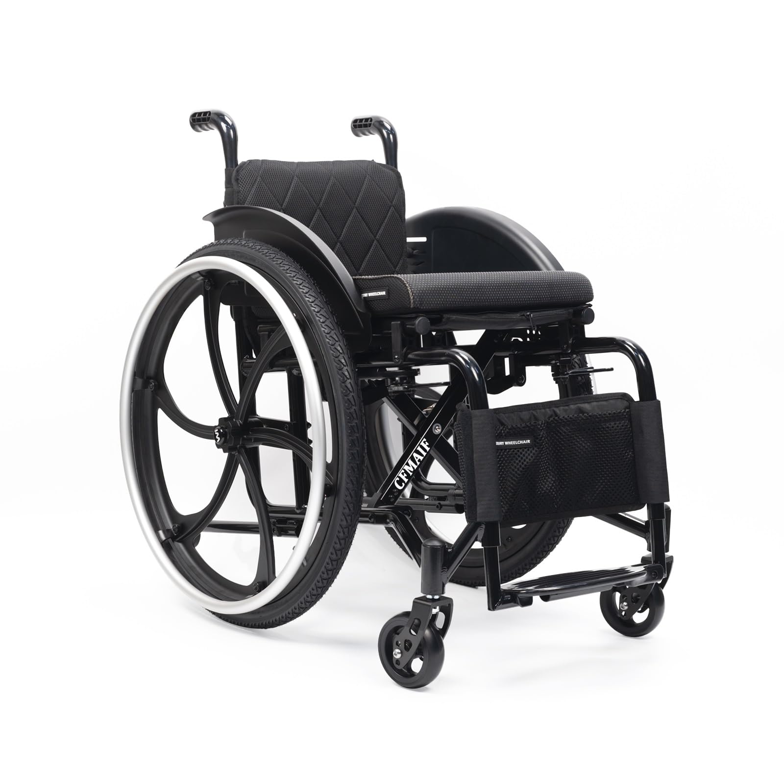 Niepełnosprawny, lekki składany wózek inwalidzki, wózek sportowy, aluminium, hamulec postojowy (Daily, 40 cm/15,7 cala Seat)