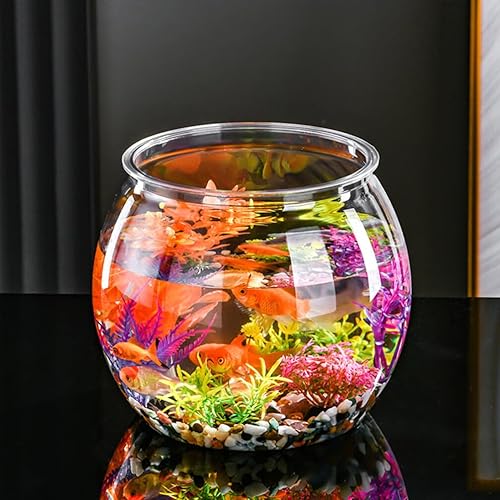 Miniatura 5 de Ipetboom Pescadera de plástico  5.5 x 4.5 pulgadas redondo para pecera irrompible  Jarrón hidropónico de globo transparente, maceta hidropónica,