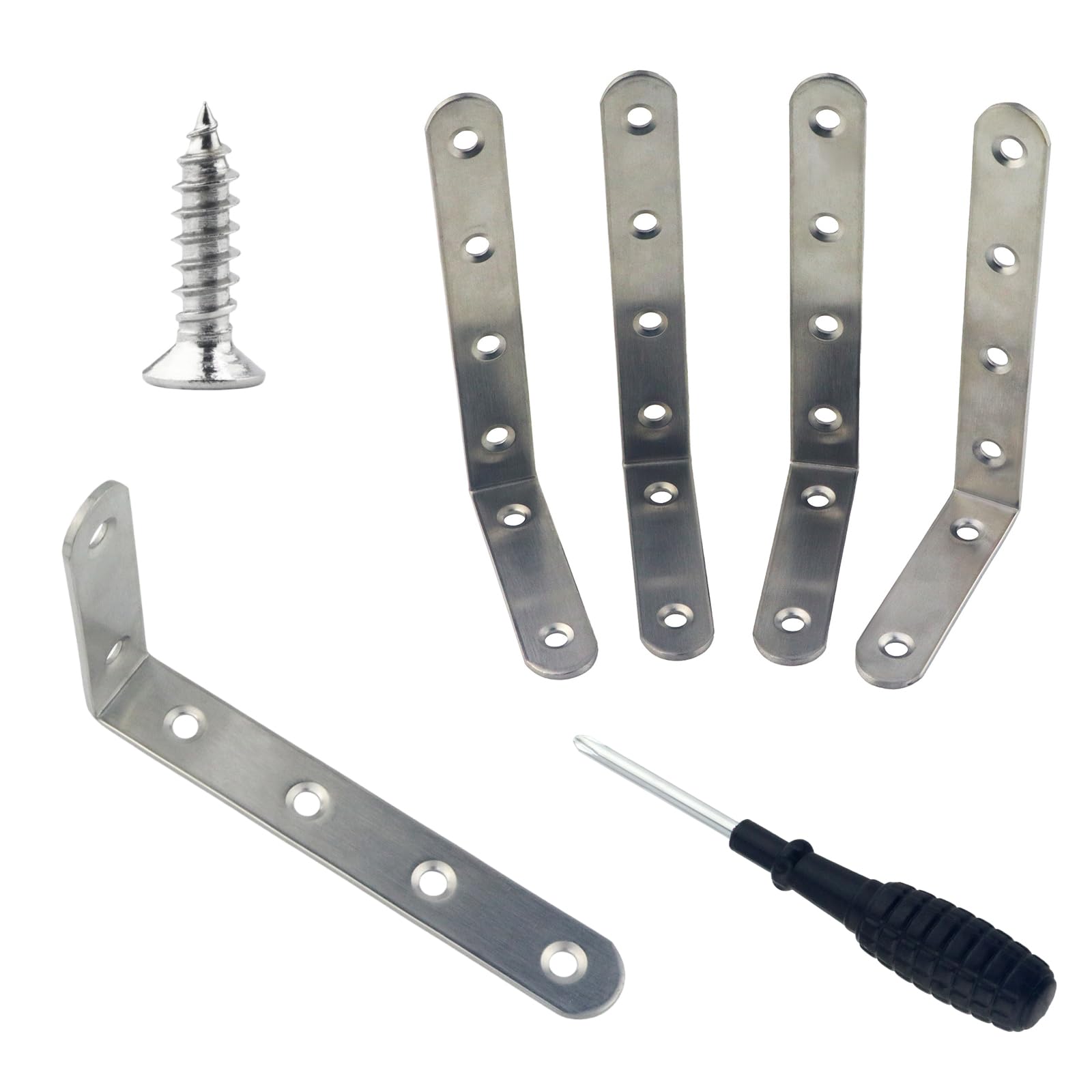 AOMIKITSTU 90 Degree Flat Metal Brackets 5pcs, 124×75×19mm Mounting Plate, Right Angle Metal Plate with Holes, Flat Brackets, Mending Plates for Wood,
