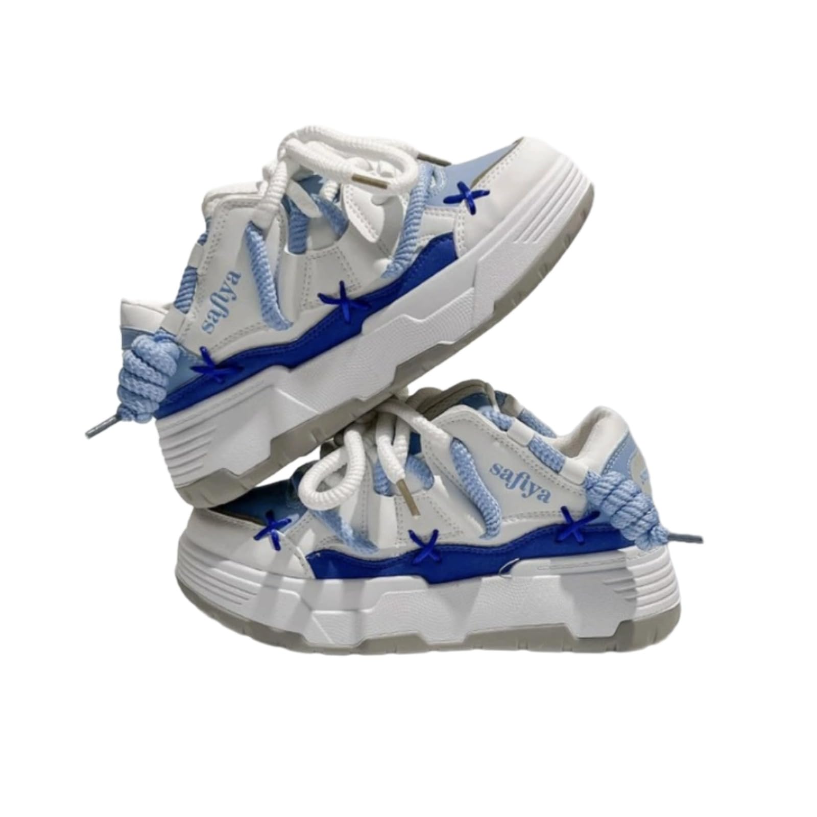 Women's Retro Y2K Puffy Bread Platform Sneakers - Chunky Fashion Statement Shoes with Unique Cross Lacing - Trendy Thick Sole Streetwear Kicks