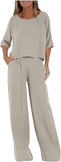 Airport Outfits for Women 2026 Casual Long Sleeve Crewneck Wide Leg Lounge Sets Soft Casual Vacation Track Suits