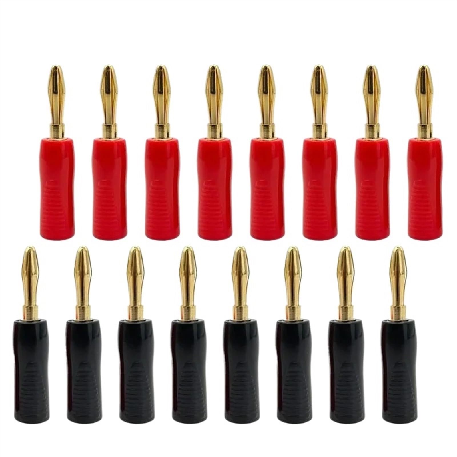 10 pièces 4mm fiches Banane plaqué Or Coque antidérapante câble de Haut-Parleur Musical Broche de Fil connecteurs de fiche Banane(10 Red)