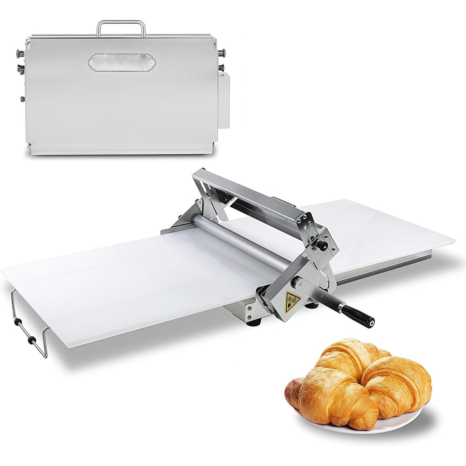 Faltbarer Teigroller aus Edelstahl mit einstellbarer Dicke für Bäckereien und Gebäck