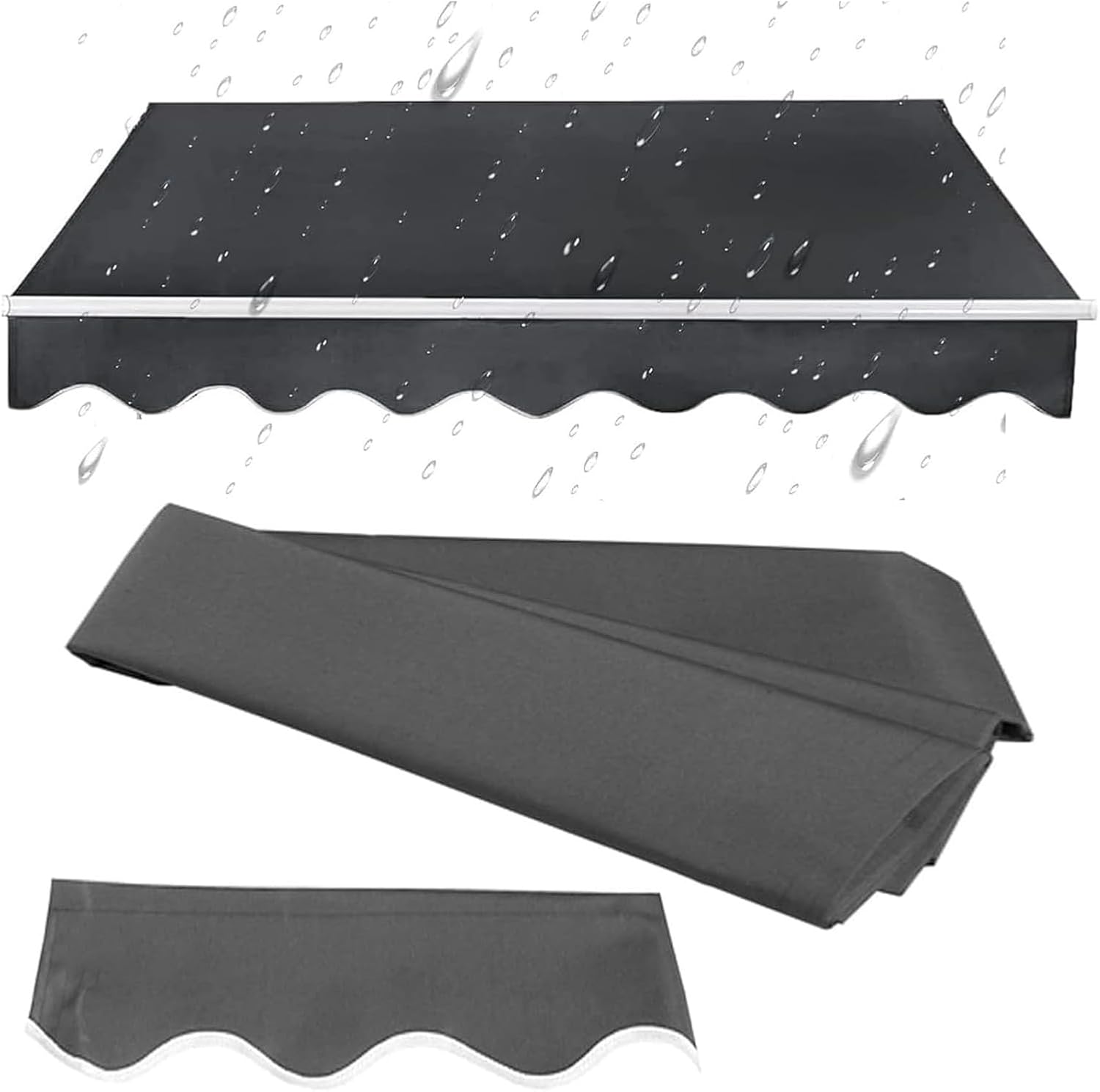 Retractable Awning Patio Sun Shade Shelter Replacement Fabric Top Cover（Fabric Only） Water-Resistant Polyester Replacement Canvas for Awnings, Deck, Balcony, Yard(3x2.5m (10x8.2ft))