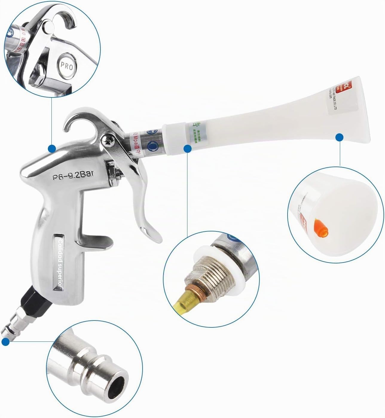 Pistola de Limpieza de Coches, Pistola de Espuma de Limpieza de Coche, Pistola de Limpieza Profunda de Interior y Exterior, Blow Gun para Paneles de Puertas de Automóviles y Neumáticos