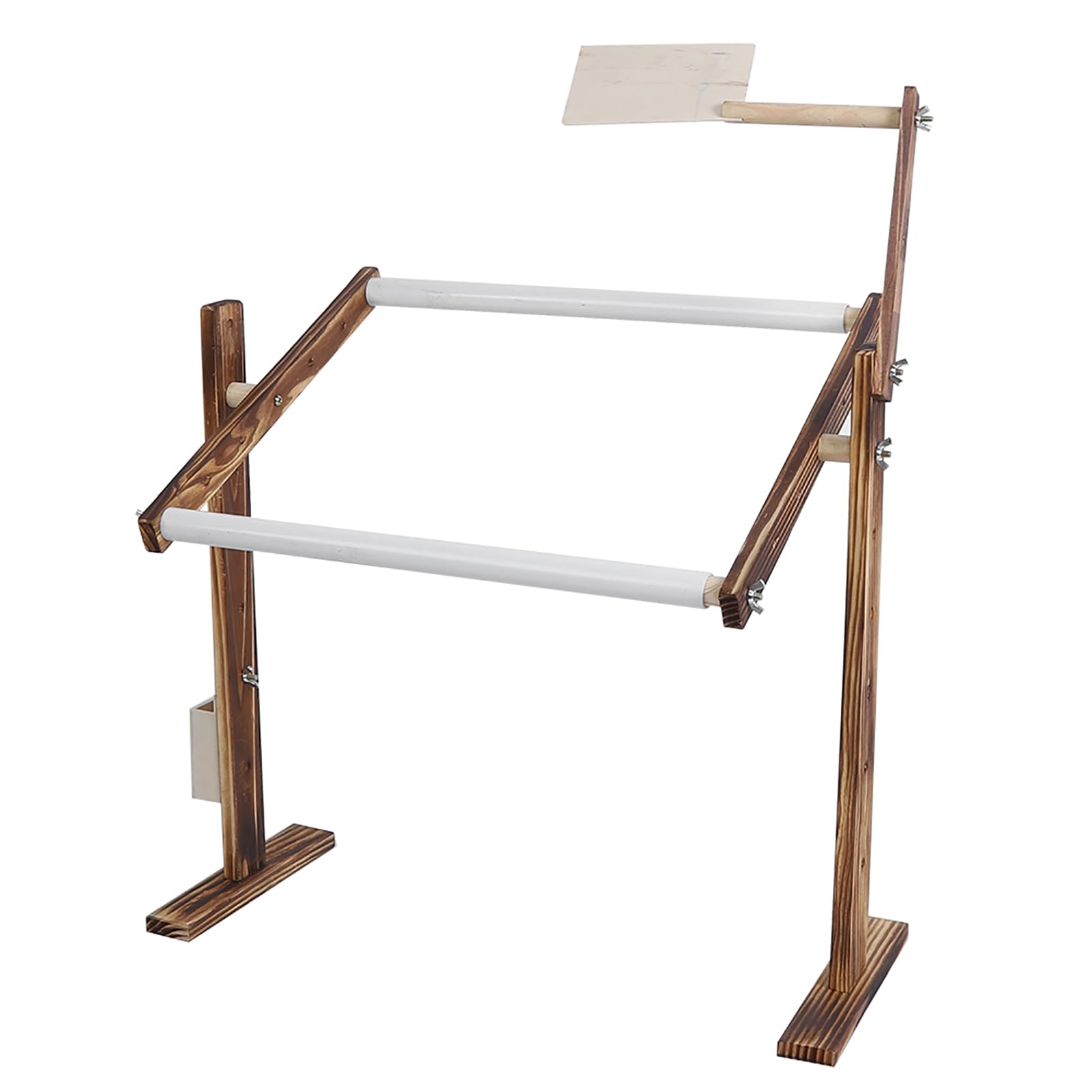 Greensen Soporte de Bordado Rotación de 360 ​​Grados Altura Ajustable Bastidor de Bordado Cuadrado con Soporte Bastidor de Madera para Bordar Punto de Cruz 40 X 29 X 47 Cm