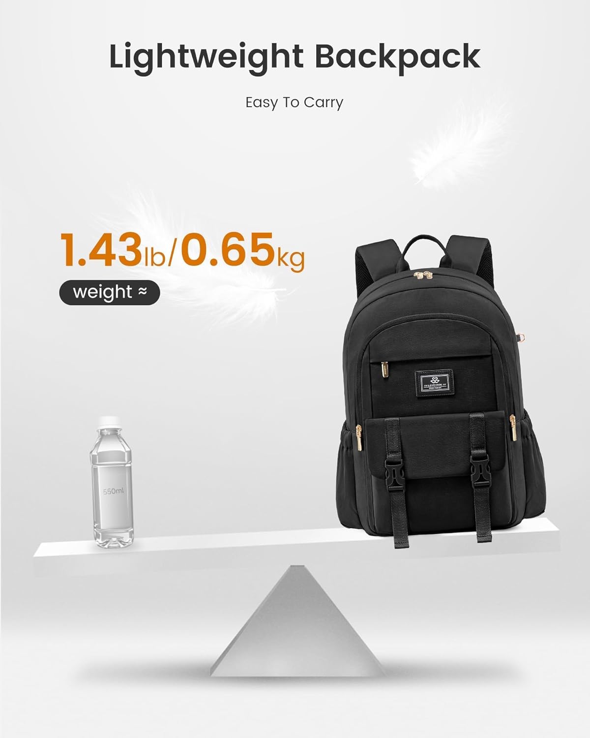 LOVEVOOK School Backpack for Girls Boys,Bookbag for Teen with Pouch Pocket for Large Capacity Cup, Waterproof School Bookbag, Preppy Backpack Travel Daypack with 15.6 inch Laptop Compartment - Image 7