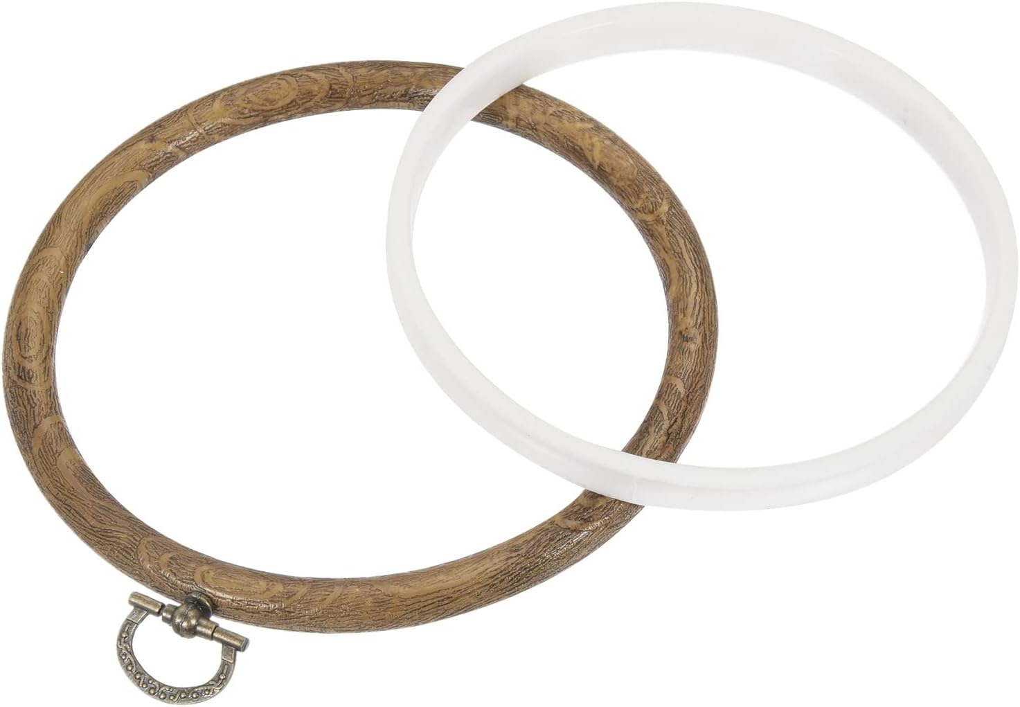 MECCANIXITY Embroidery Hoop Frame 4.7 Inch Round Imitated Wood Circle Cross-Stitch Ring for Art Craft Sewing Ornament, Pack of 2