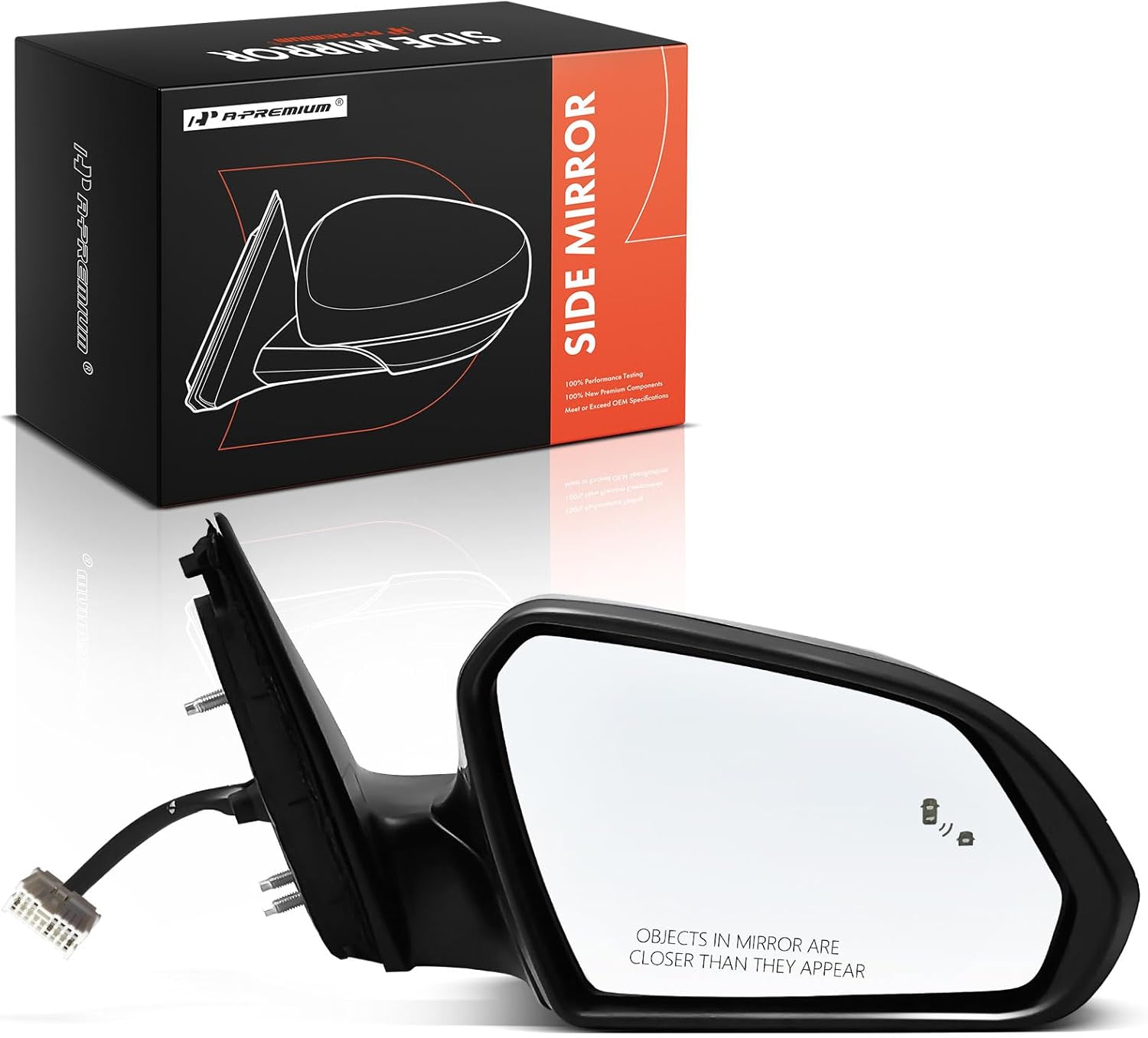 A-Premium Passenger Side Power Door Mirror - Compatible with Hyundai Sonata 2018-2019 - Heated Manual Folding Black Outside Rear View Mirror w/Turn Signal Blind Spot Detection