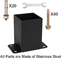 Vista 4 de Colinktool Base de poste, base de poste de 4 x 4, 3 piezas, tamaño interior de 3.5 x 3.5 pulgadas, soporte de poste de 2.5 libras, anclaje de poste