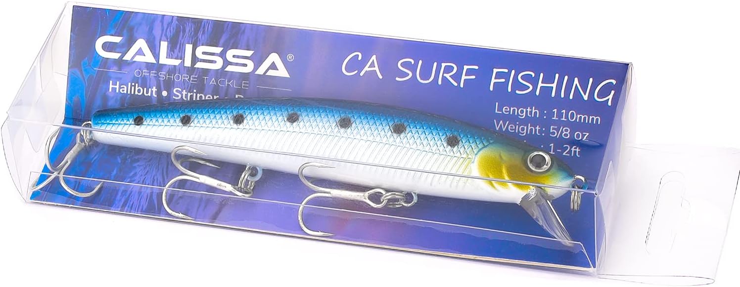 Calissa Offshore Tackle 110mm California Inshore Fishing - Special Jerkbait Crankbait Surf Flash Fishing Salt Pro Lure Minnow Zebra MS Metallic Sardine Glow 110