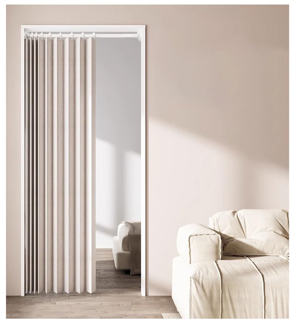 Rideau de séparation pliable beige 100x200 cm pour salon et porte accordéon