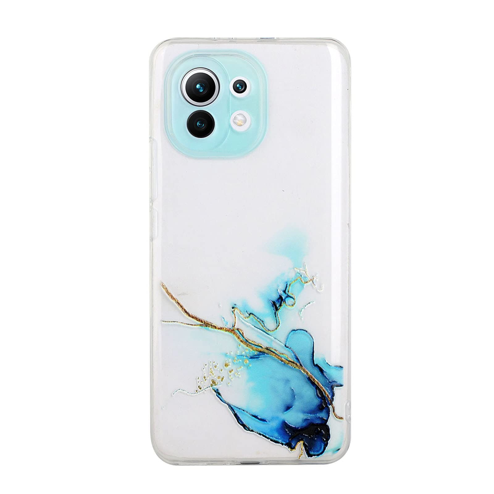 C-Super Mall Case for Xiaomi Mi 11 Lite, Sparkly Glitter Marble Design Soft Silicone TPU Protective Cover with Stand, Blue