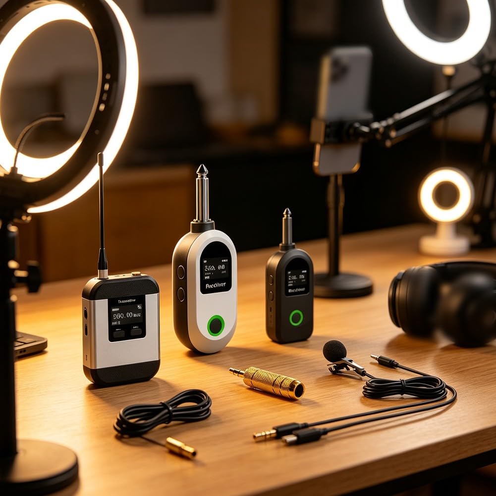 Tragbares UHF-Mikrofonsystem mit Headset und Lavalier
