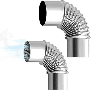TourKing 90 Degree Stainless Steel Stove Pipe Elbow, 2.36inch, 2pcs, Silver, Compression, Outdoor & Indoor, Wood Burning Stove, Camping Tent Chimney Adapter