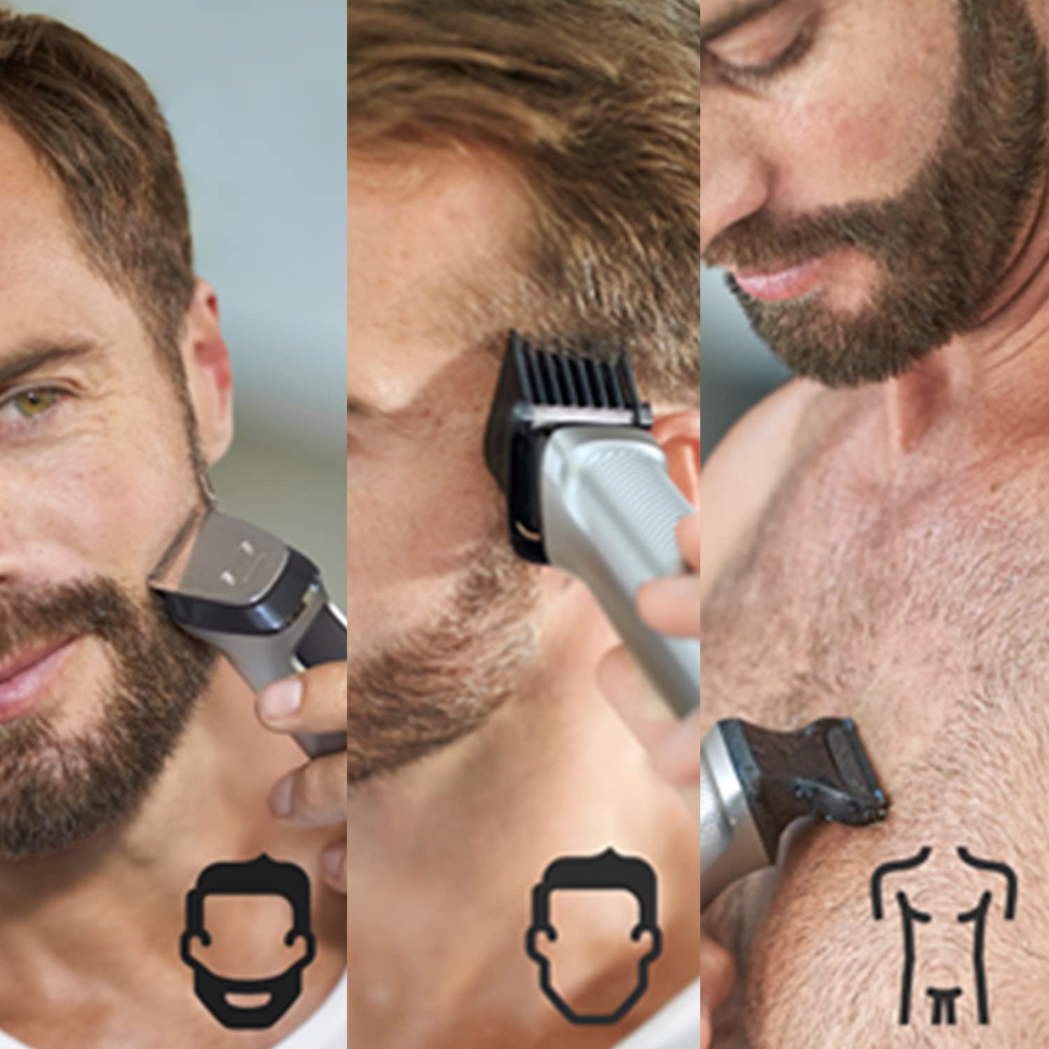 Philips MG7720/18 Recortadora 14 en 1 Maquina recortadora de barba y Cortapelos para hombre, óptima precisión, tecnología Dualcut, autonomía de 120 minutos, batería, Negro/Plata