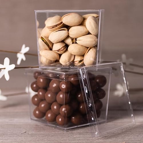 Miniatura 2 de Blue Sky MiniWare - Vasos cuadrados de plástico transparente con tapas (10 unidades)  Vasos desechables de 5 onzas para fiestas, perfectos para