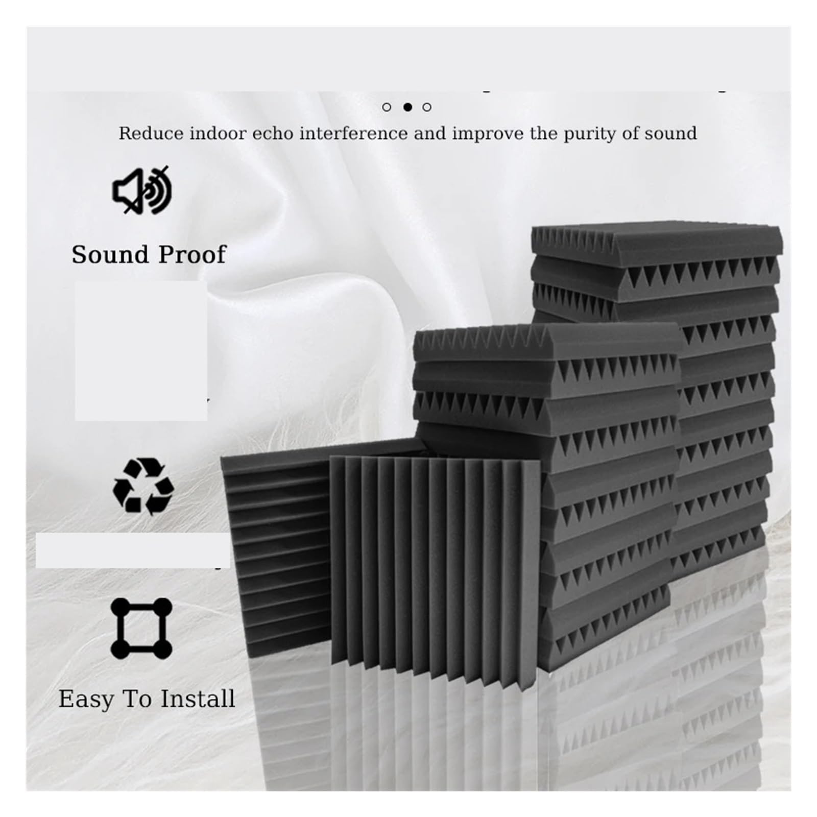 Pannelli Fonoassorbenti Per Pareti 6/12/24/48 Pcs Acoustic Foam Studio High Density Soundproofing Sound Absorbing Material Door Isolation Home Decoration(2.5cm Thick,48 Pcs)